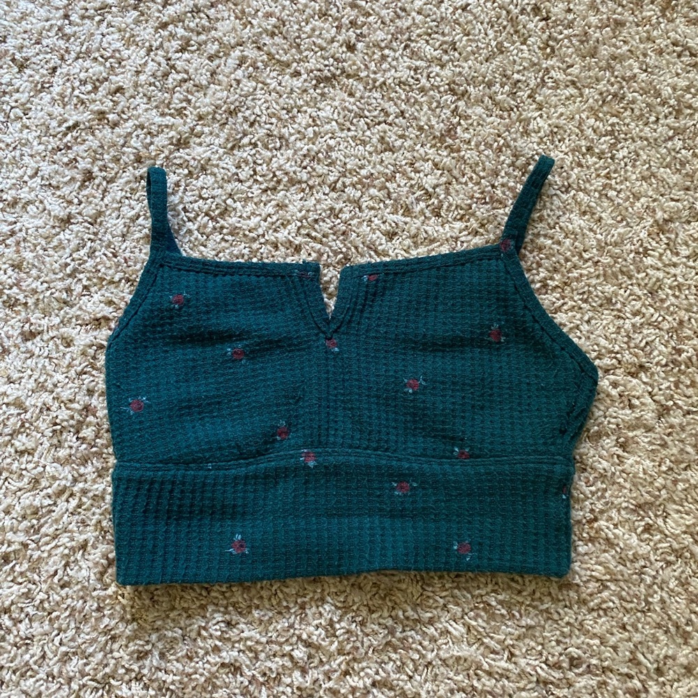 Women’s gillyhicks bralette, in a Forrest green floral pattern.